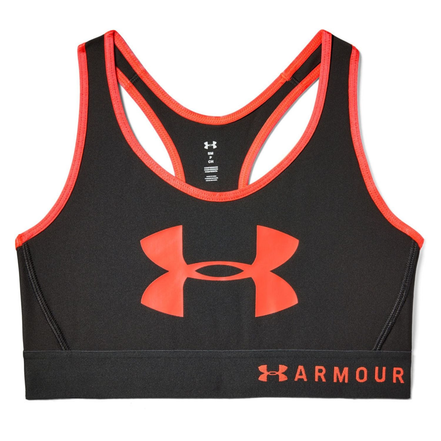 Kompresná podprsenka UNDER ARMOUR Armour Mid Keyhole Graphic Gray/Peach Plasma - Športové podprsenky - 3