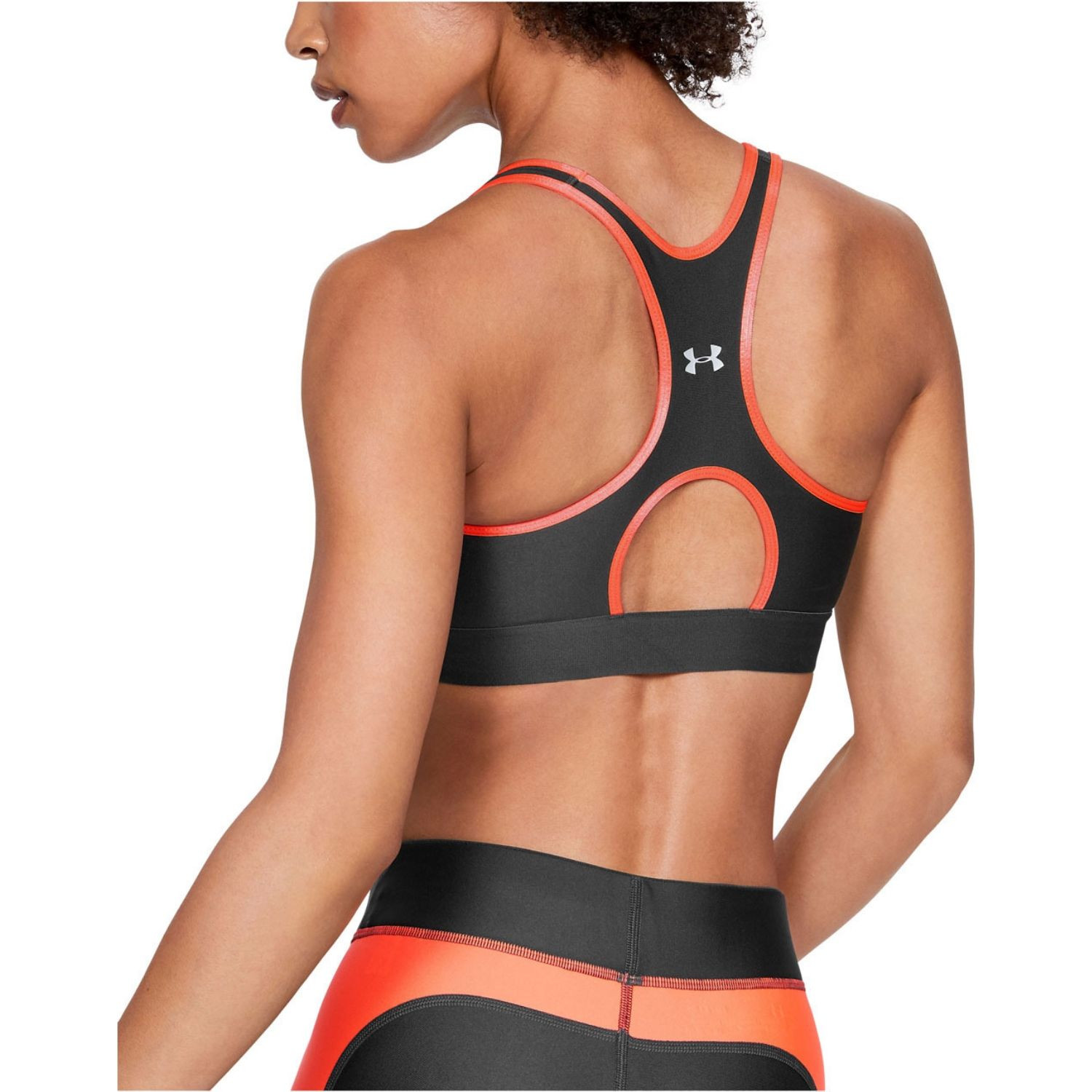 Kompresná podprsenka UNDER ARMOUR Armour Mid Keyhole Graphic Gray/Peach Plasma - Športové podprsenky - 2