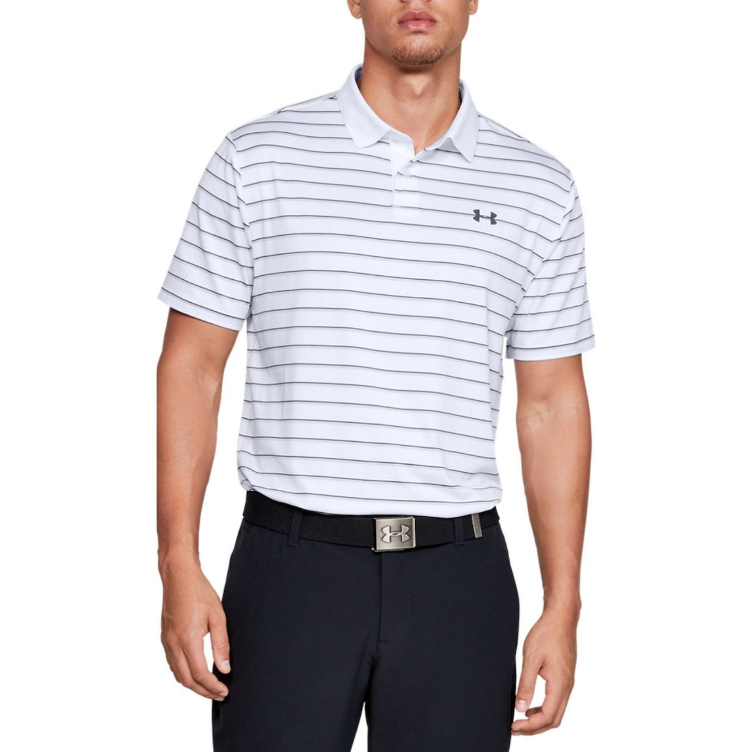 Tričko UNDER ARMOUR Performance Polo 2.0 Divot Stripe White - OBLEČENIE - 1