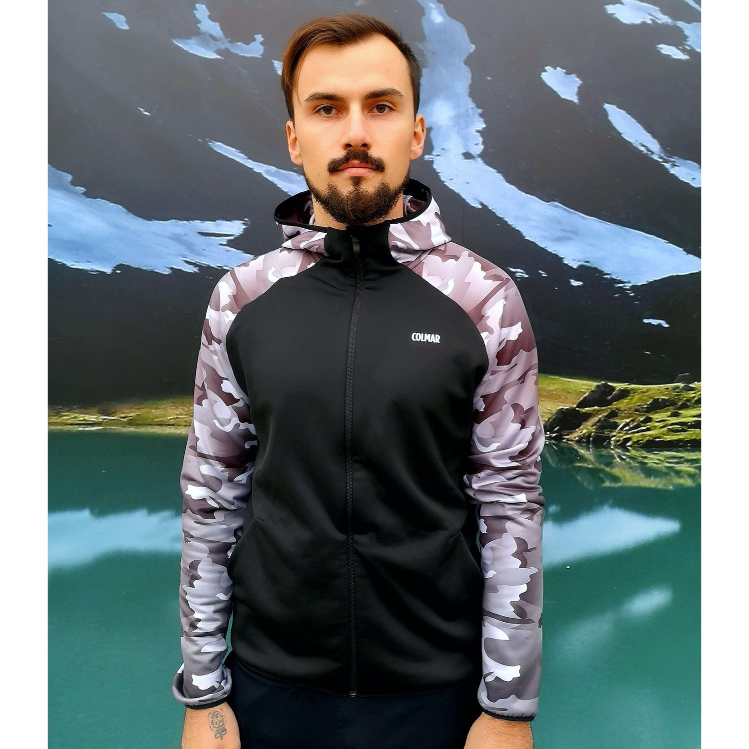 Pánska mikina COLMAR Monface Black - Mikiny s kapucňou - 1