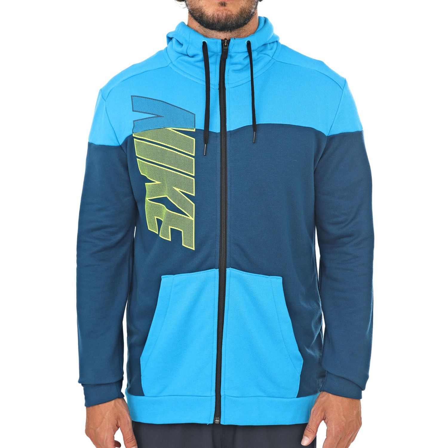 Mikina NIKE Dri-Fit FZ Blue/Green - Mikiny s kapucňou - 3