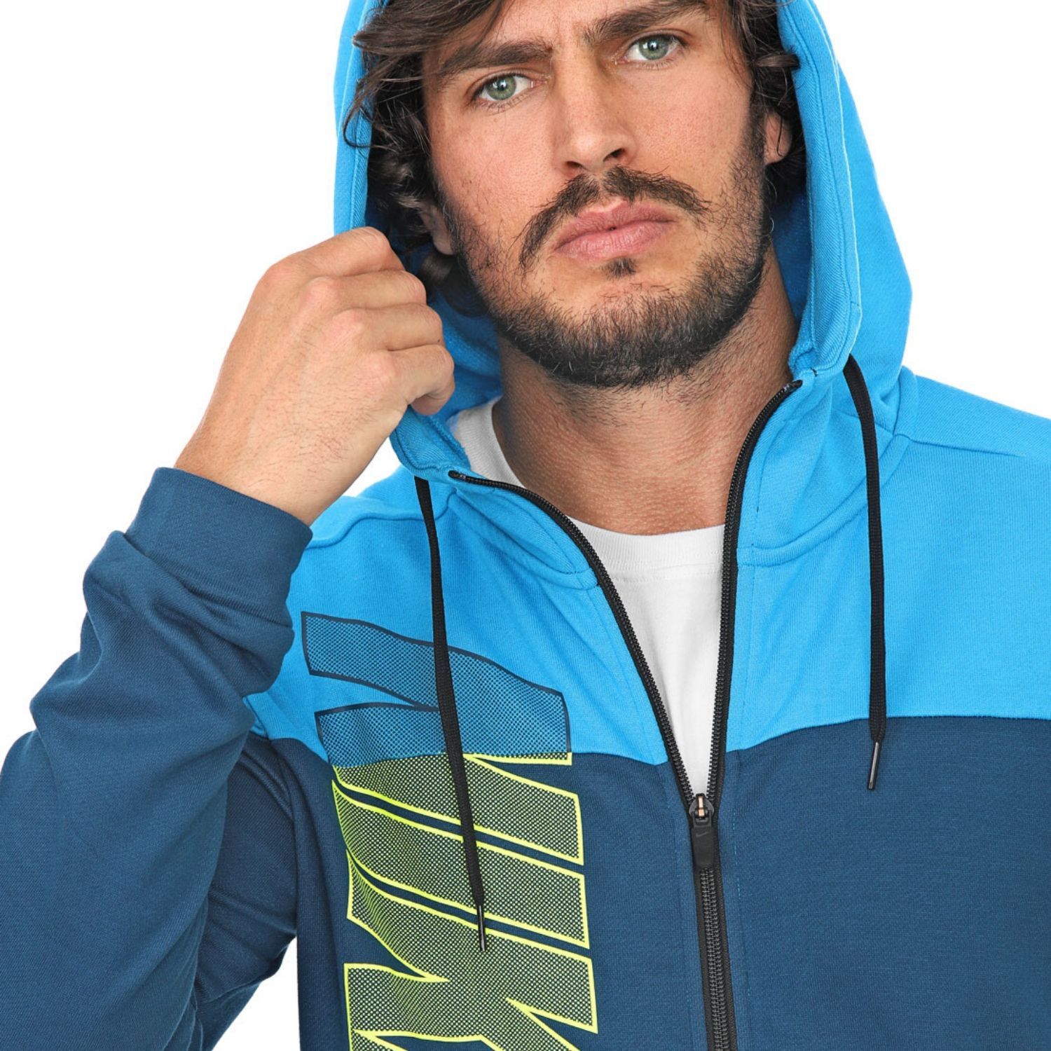 Mikina NIKE Dri-Fit FZ Blue/Green - Mikiny s kapucňou - 4