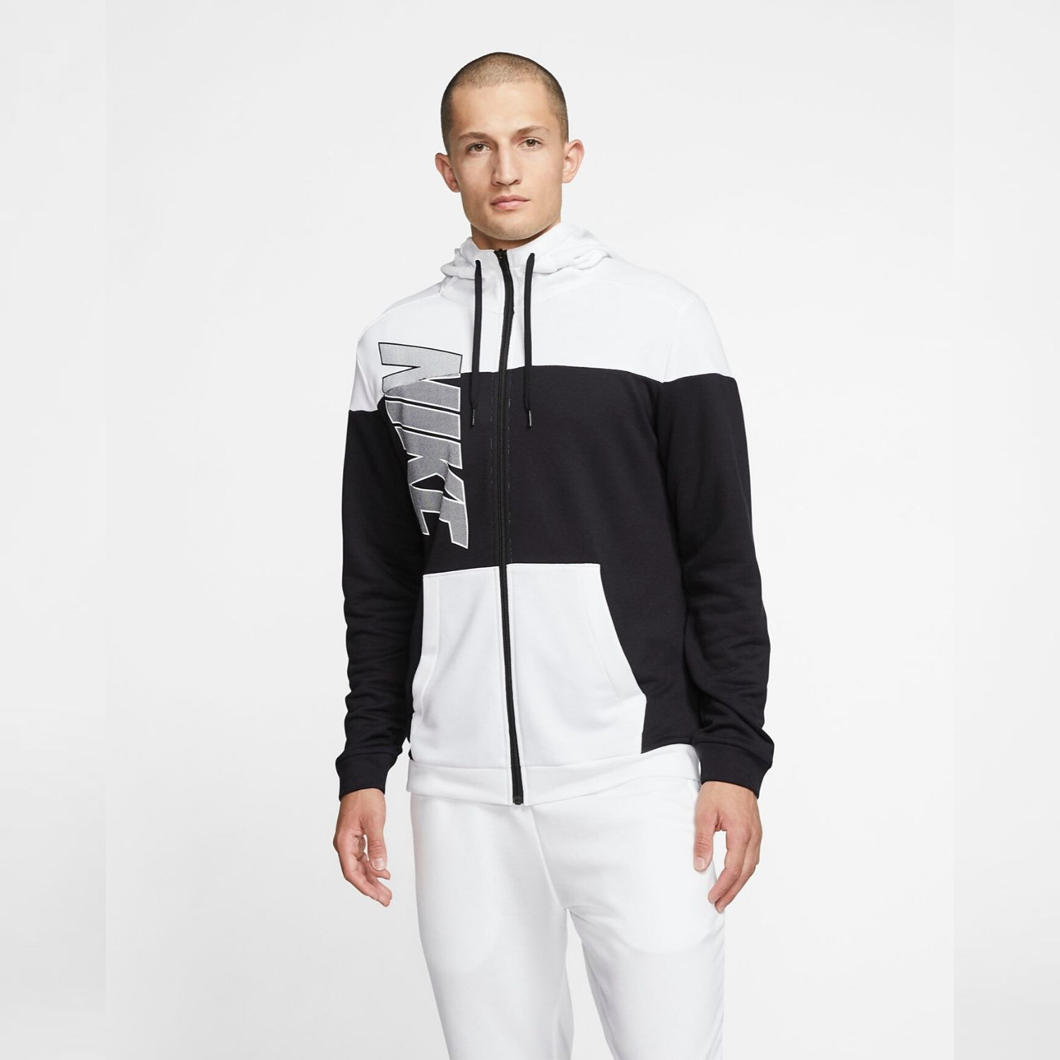 Mikina NIKE Dri-Fit FZ White/Black - Mikiny s kapucňou - 2