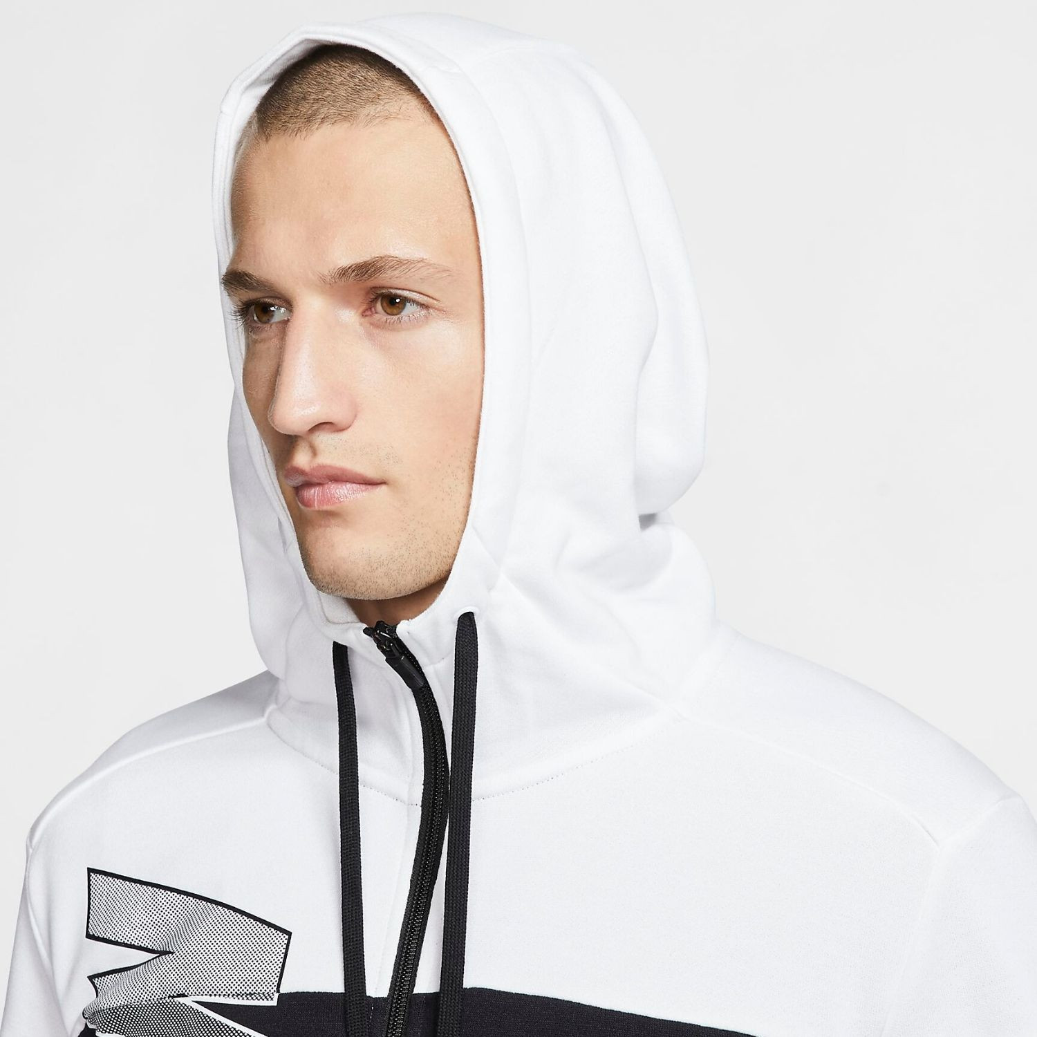Mikina NIKE Dri-Fit FZ White/Black - Mikiny s kapucňou - 4