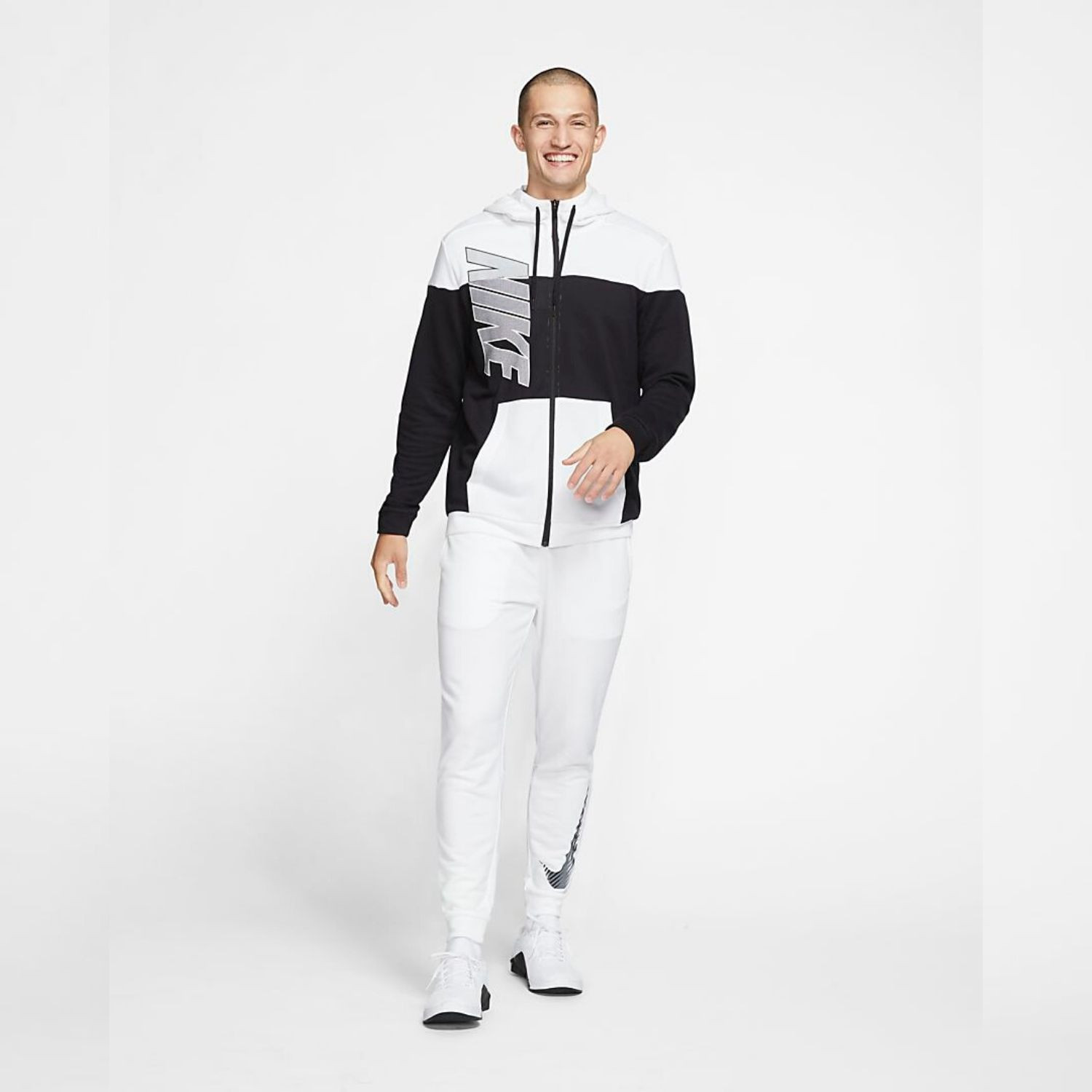 Mikina NIKE Dri-Fit FZ White/Black - Mikiny s kapucňou - 7