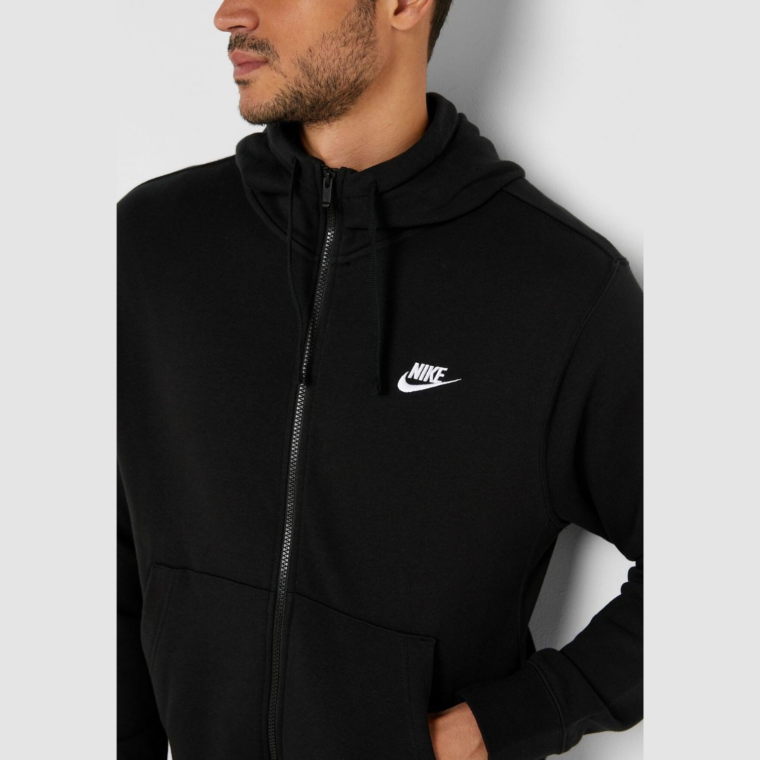 Mikina NIKE M NSW Club Hoodie FZ FT Black - Mikiny s kapucňou - 3