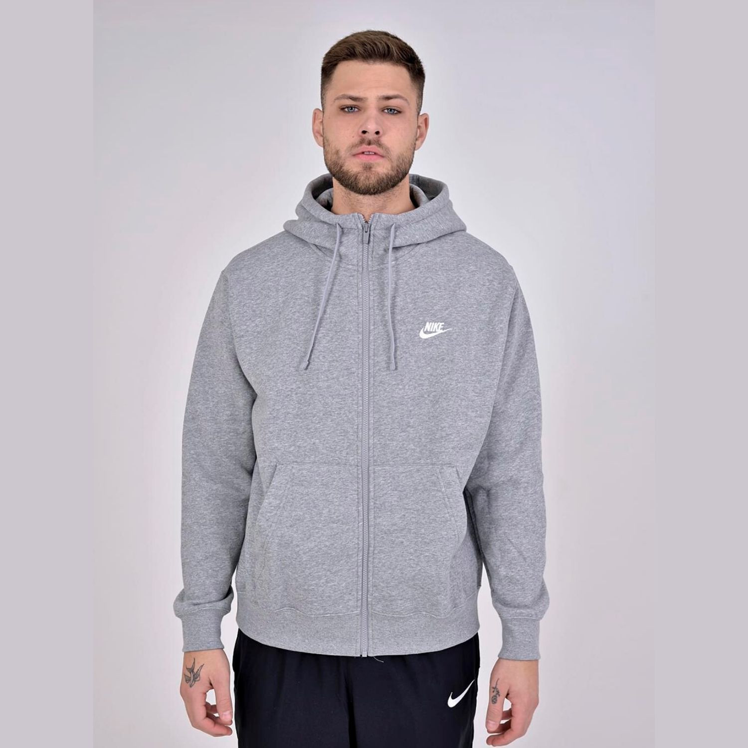 Mikina NIKE M NSW Club Hoodie FZ BB Grey - Mikiny s kapucňou - 1