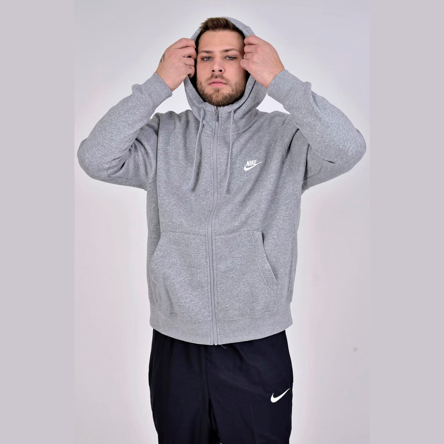 Mikina NIKE M NSW Club Hoodie FZ BB Grey - Mikiny s kapucňou - 2