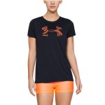 Dámske tričko UNDER ARMOUR Tech SSC Graphic Black/Peach Plasma