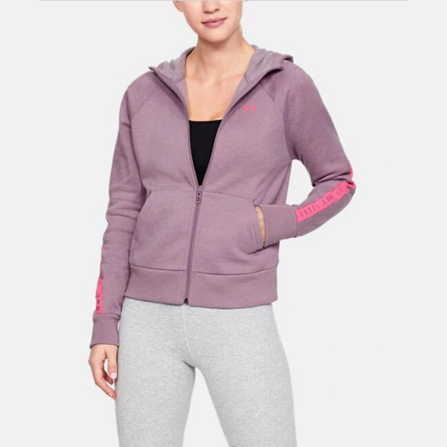 Dámska mikina UNDER ARMOUR Taped Fleece FZ Purple - Mikiny s kapucňou - 1