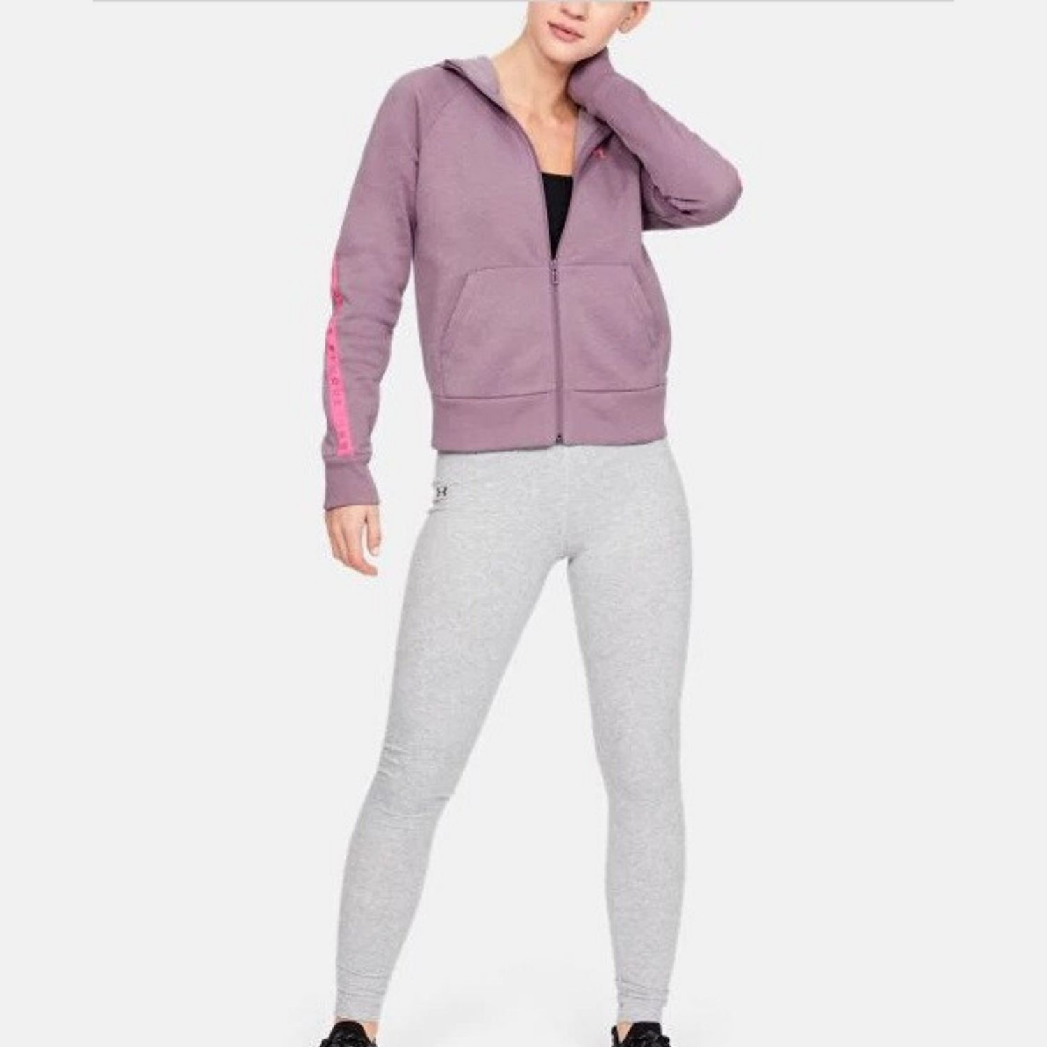 Dámska mikina UNDER ARMOUR Taped Fleece FZ Purple - Mikiny s kapucňou - 3