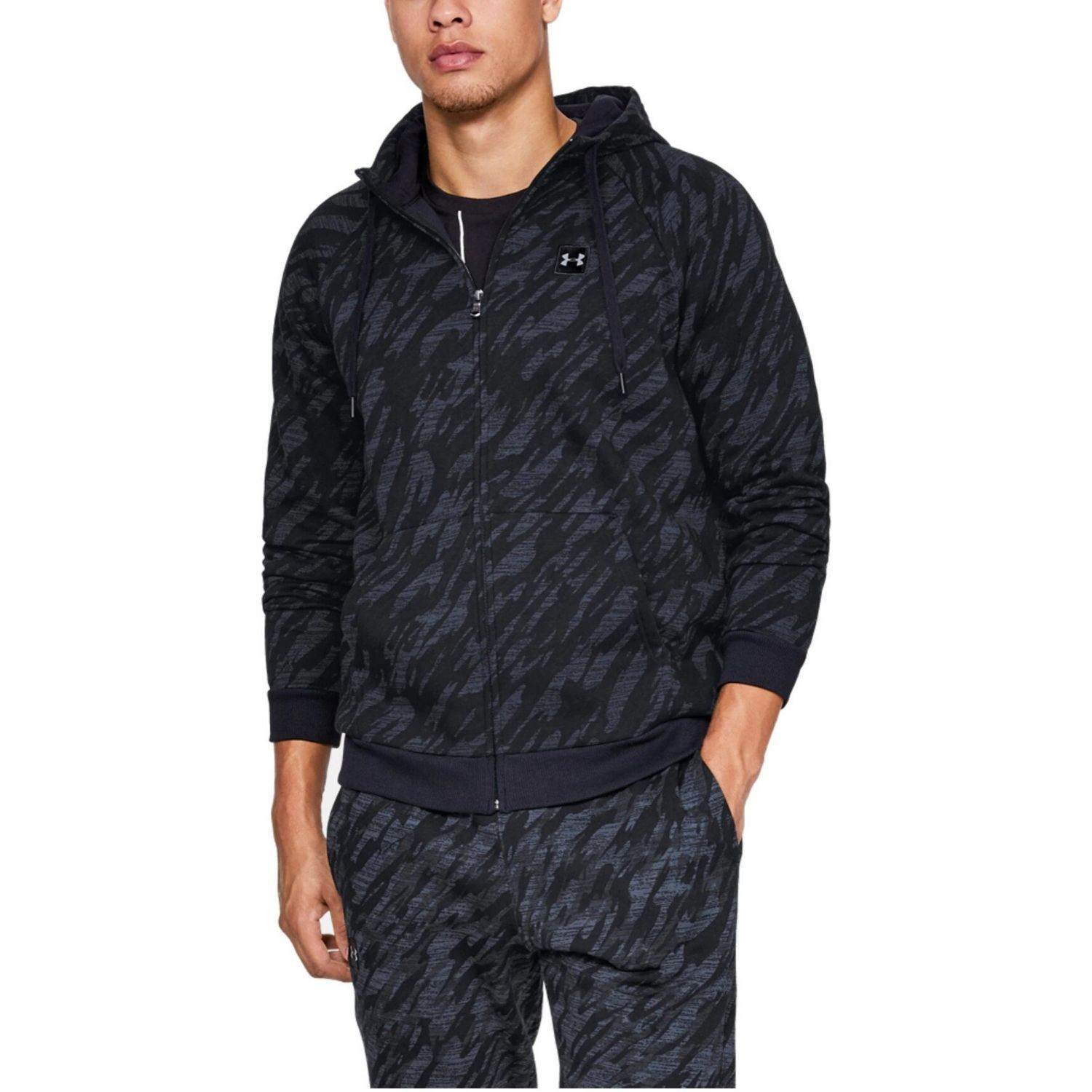 Mikina UNDER ARMOUR Rival Fleece Camo Full Zip Black - Mikiny s kapucňou - 1