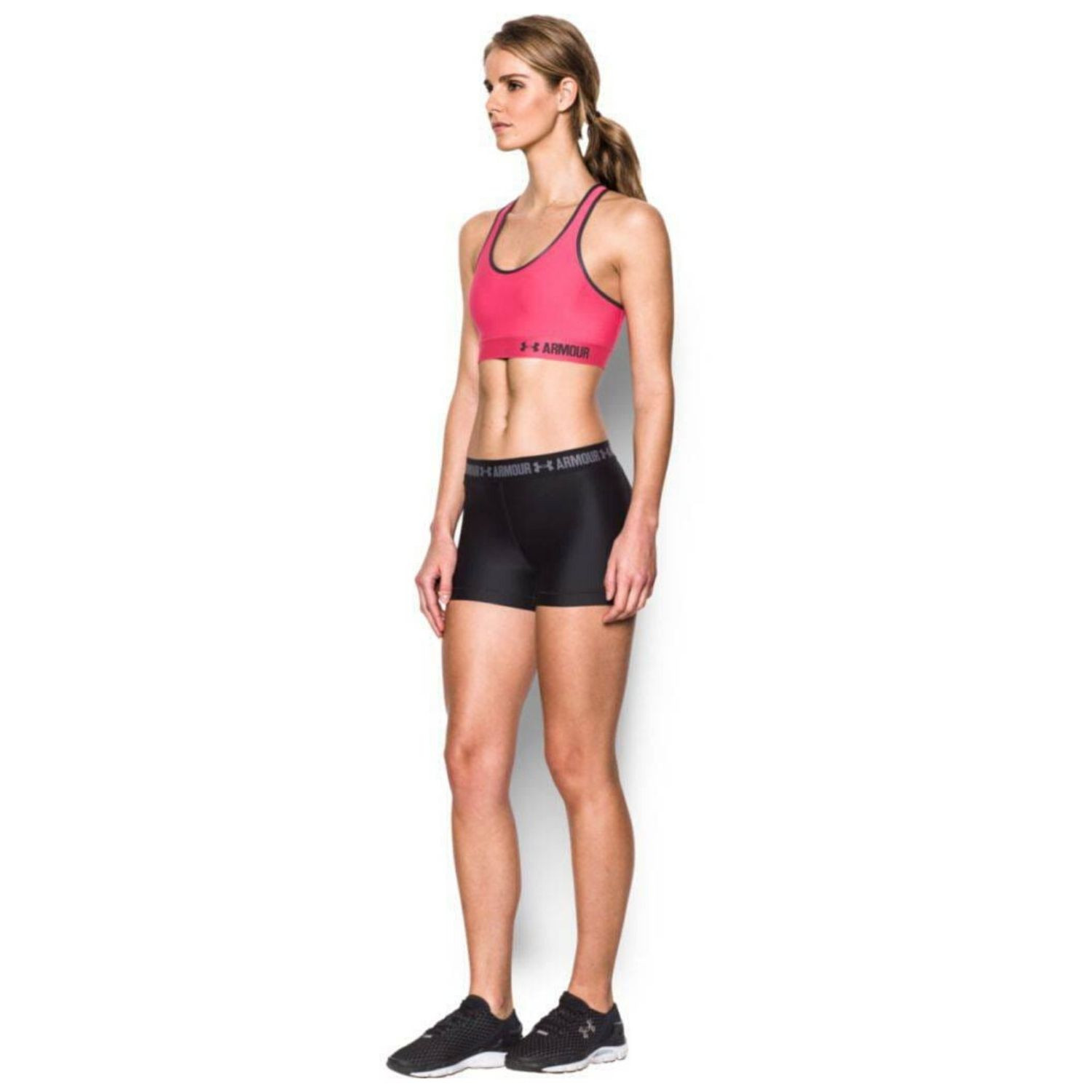 Kompresný top UNDER ARMOUR Mid Solid Pink/Black - Športové podprsenky - 5