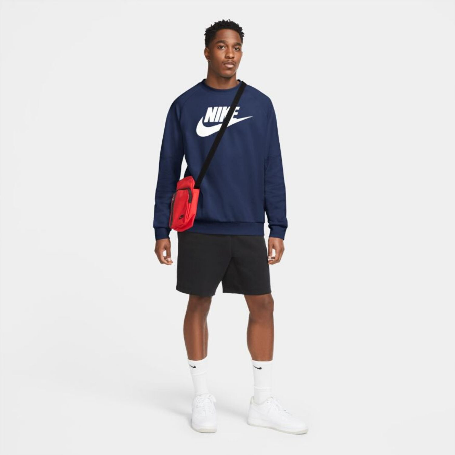 Mikina NIKE Sportswear Fleece Midnight Navy / White - Mikiny bez kapucne - 3