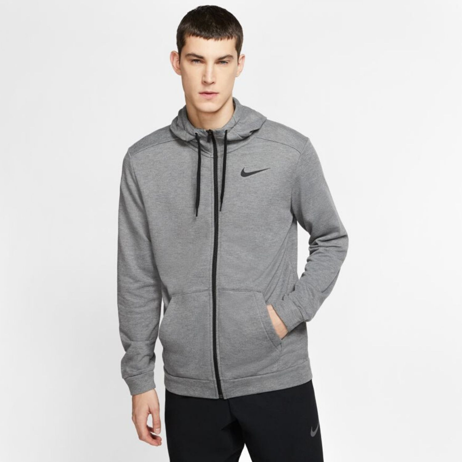 Mikina NIKE M NK Dry FZ Fleece Charcoal / Black - Mikiny s kapucňou - 1