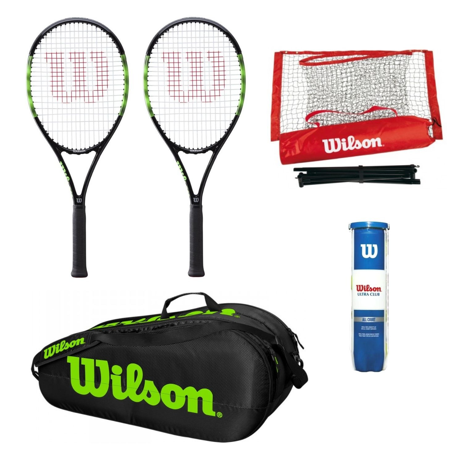 Tenisový set WILSON Blade Feel Team 103 + Vak Team 2 Comp + Sieť Starter EZ Tennis Net + Loptičky Ultra Club All Court - Tenisové sety Wilson - 1