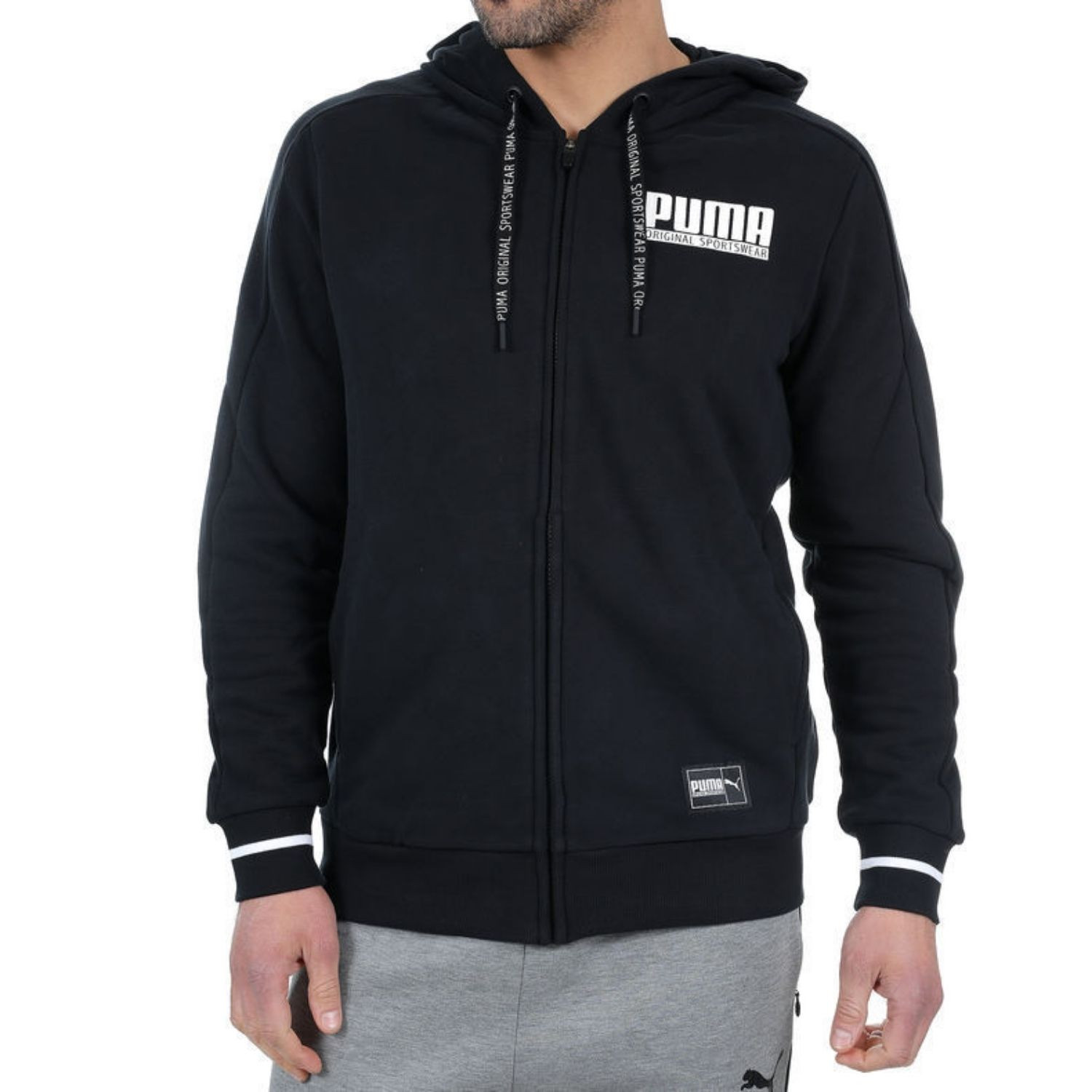 Mikina PUMA Style Athletics FZ Black - Mikiny s kapucňou - 1