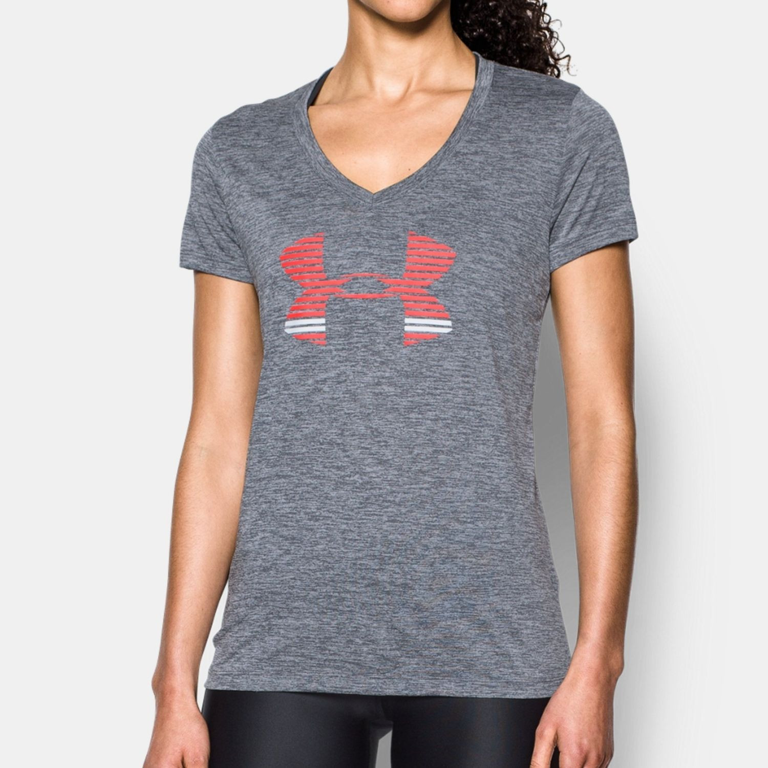 Tričko UNDER ARMOUR Tech SSV Graphic Twist Grey / Red - Dámske oblečenie - 1