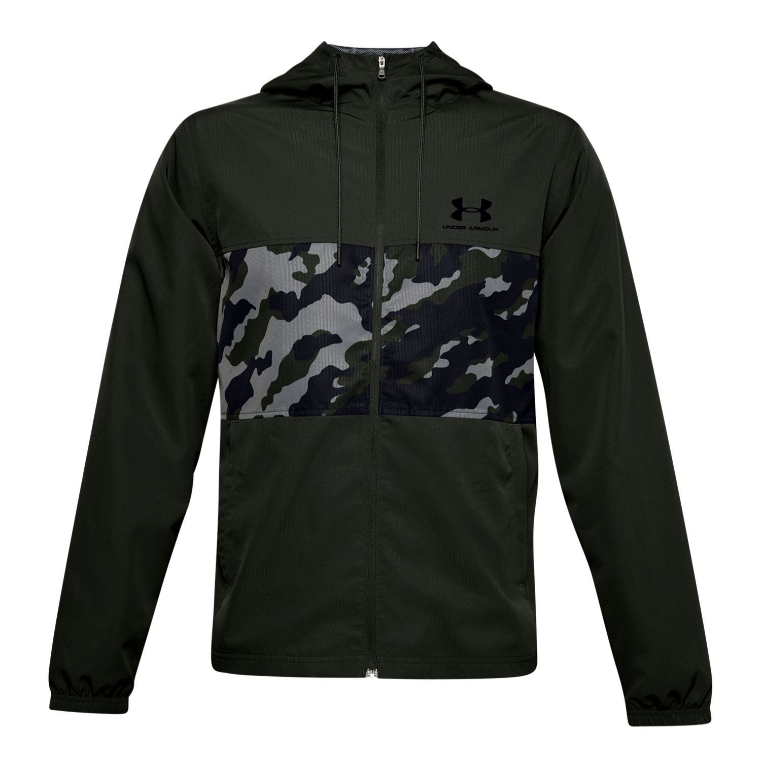Bunda UNDER ARMOUR Sportstyle Wind Camo Green / Black - Bundy na bežky a skialp - 3
