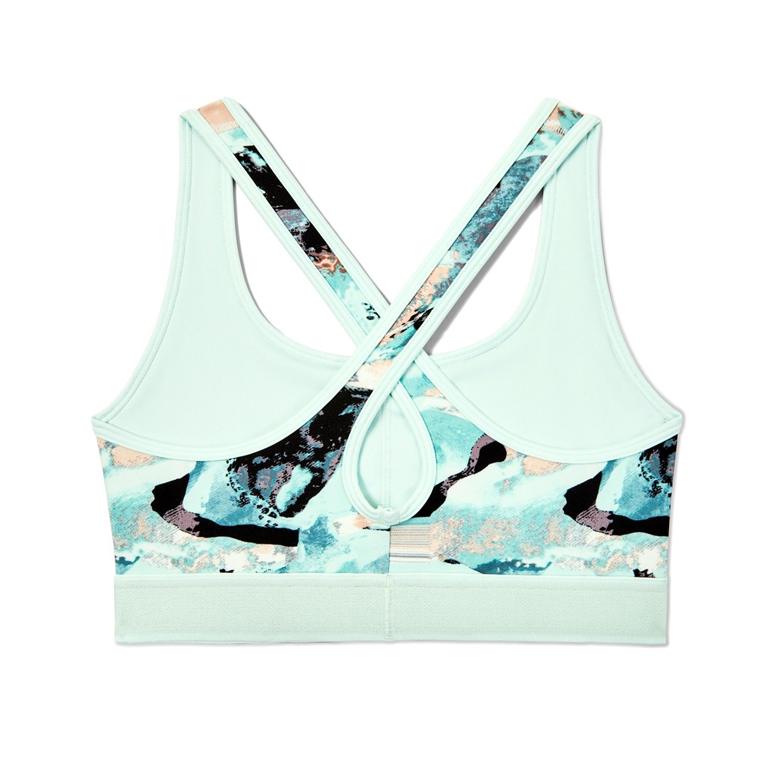 Podprsenka UNDER ARMOUR Mid Crossback Printed Bra Seaglass Blue/Black - Športové podprsenky - 5