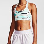 Podprsenka UNDER ARMOUR Mid Crossback Printed Bra Seaglass Blue/Black
