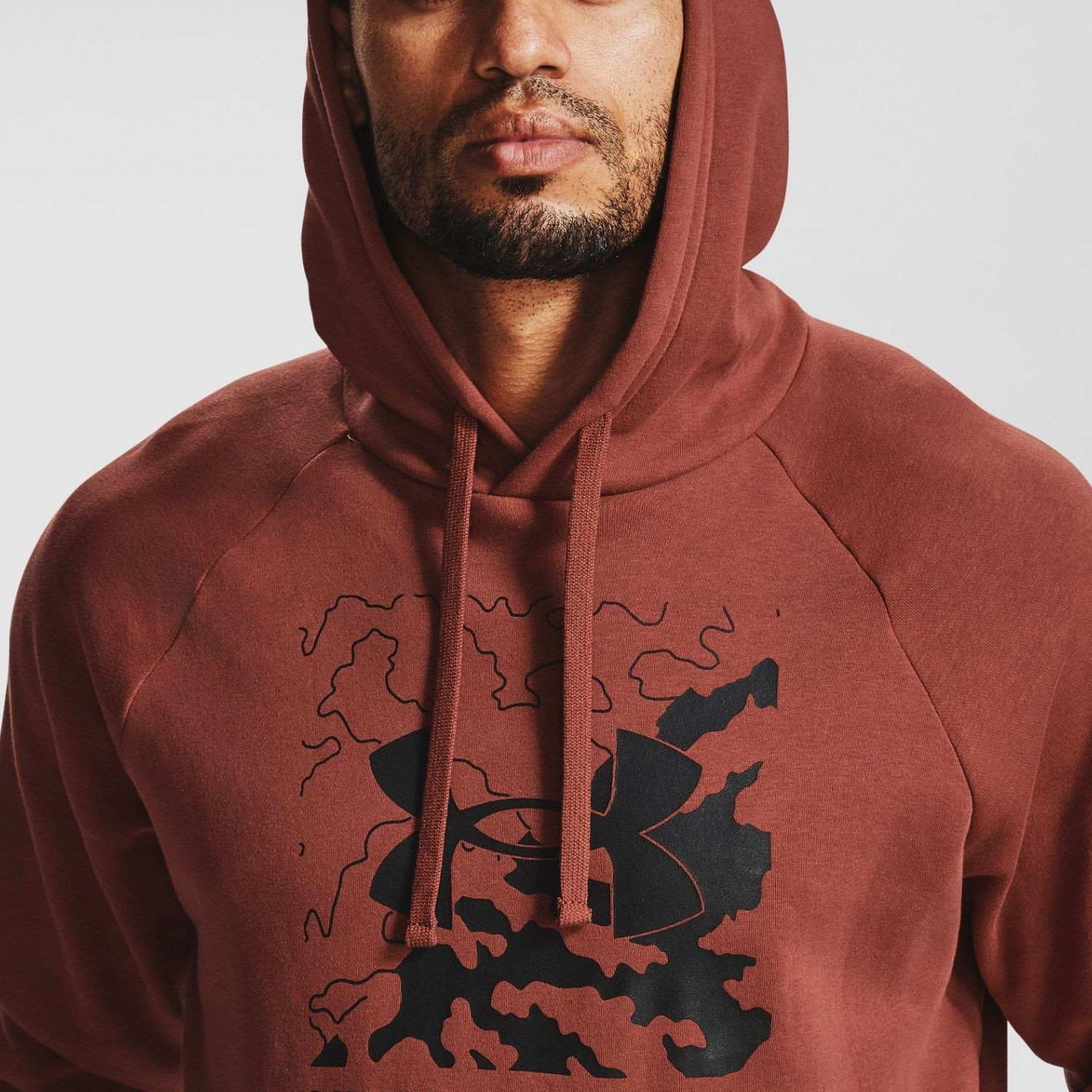 Mikina UNDER ARMOUR Rival Fleece Box Logo Brown - Mikiny s kapucňou - 3