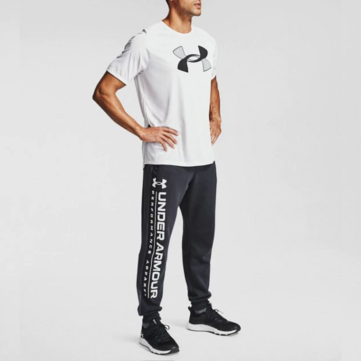 Tepláky UNDER ARMOUR Rival Fleece Max Black / White - Tepláky - 4