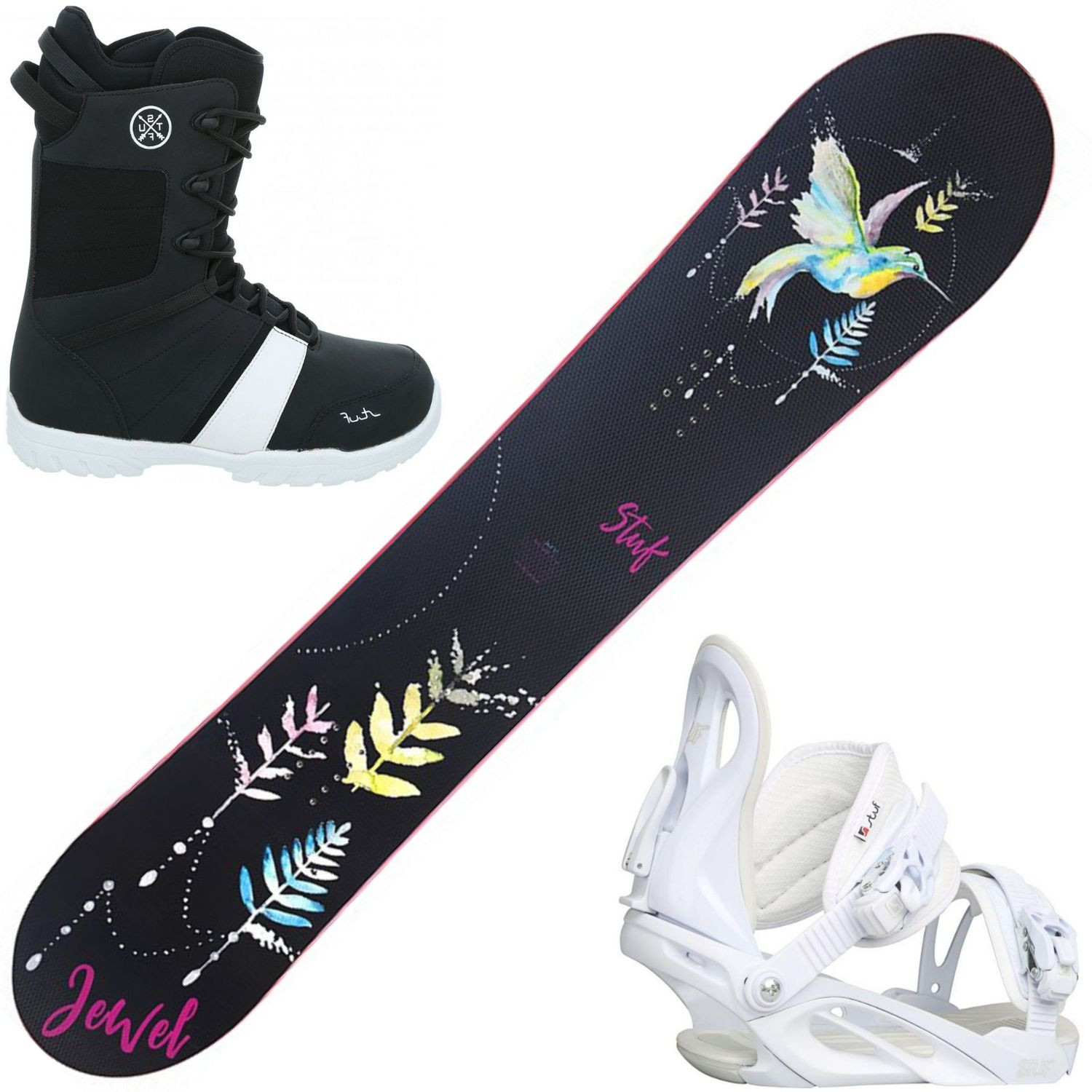 Snowboardový set STUF Jewel Rocker + obuv + viazanie - Dámske sety - 1
