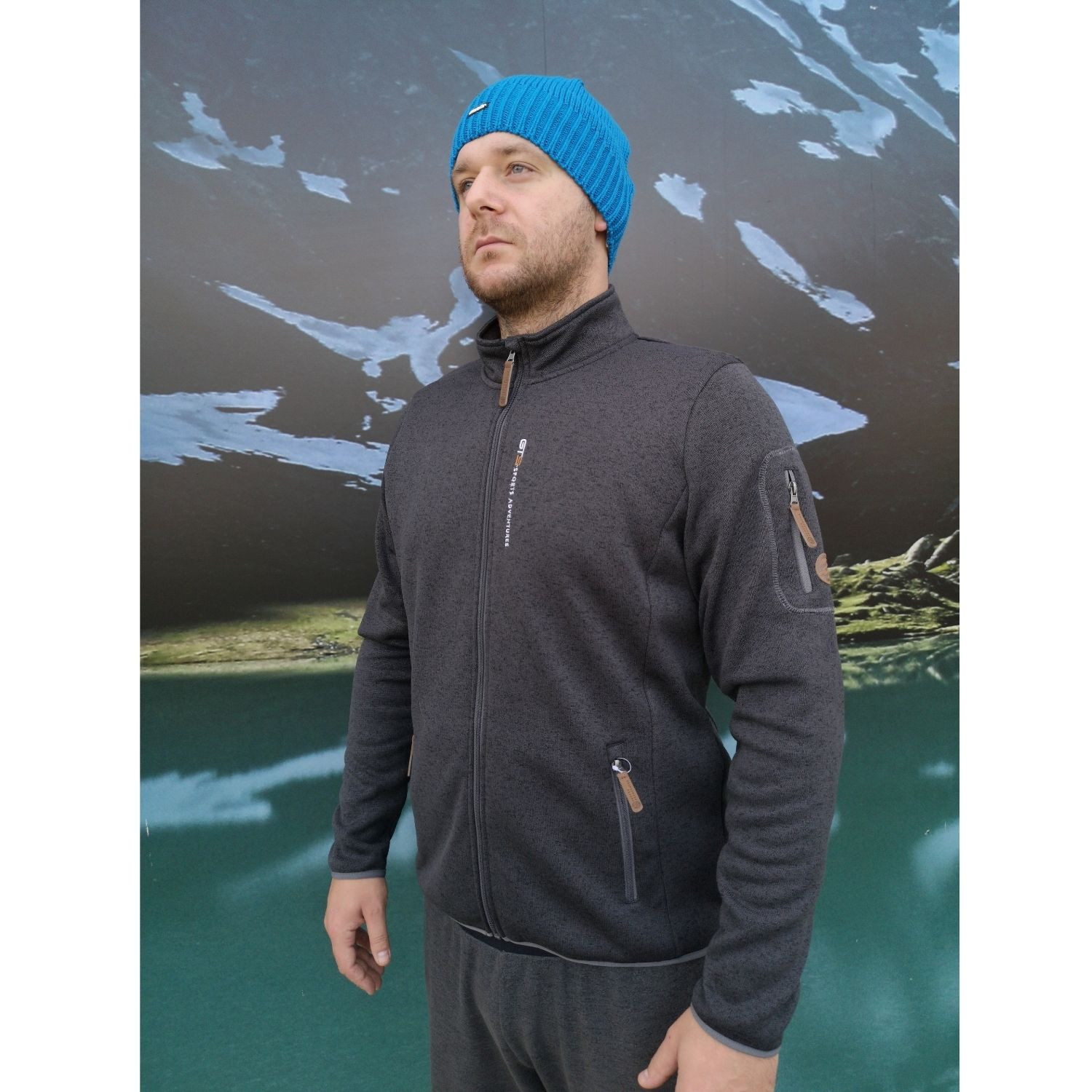 Pánska mikina GTS Knitted Fleece Jacket Black - Mikiny bez kapucne - 1