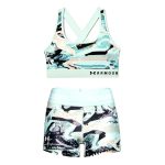 Športový set UNDER ARMOUR Mid Crossback Printed Bra + Armour Print Lime