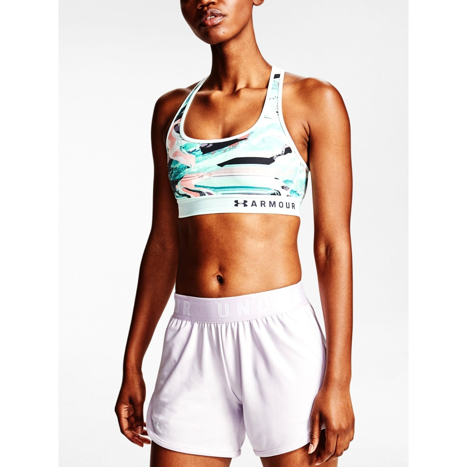 Športový set UNDER ARMOUR Mid Crossback Printed Bra + Armour Print Lime - Športové podprsenky - 2