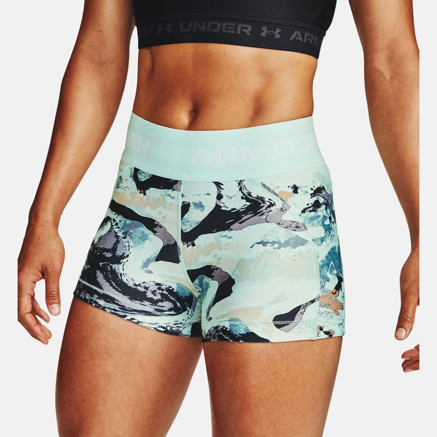 Športový set UNDER ARMOUR Mid Crossback Printed Bra + Armour Print Lime - Športové podprsenky - 3