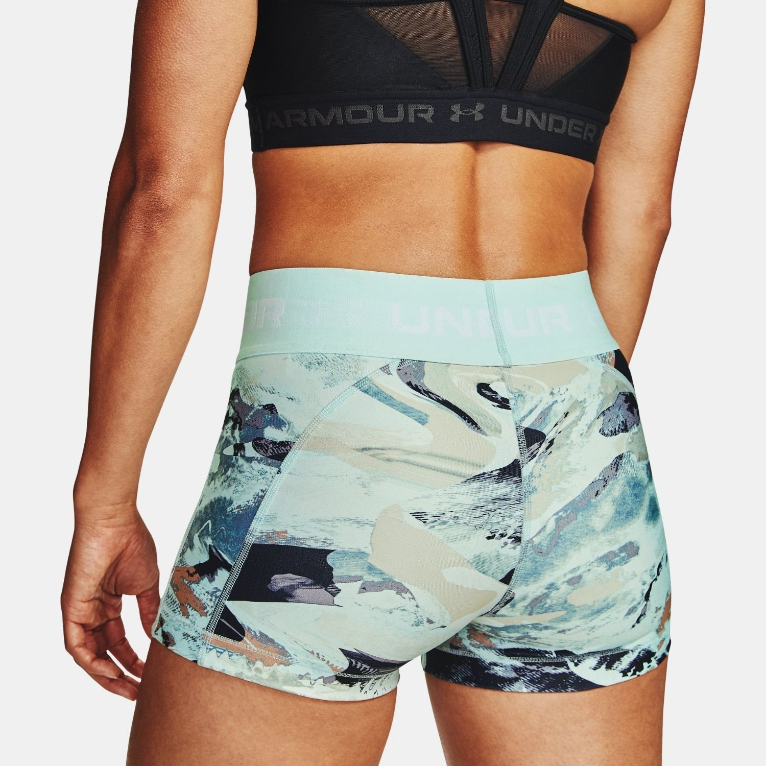 Športový set UNDER ARMOUR Mid Crossback Printed Bra + Armour Print Lime - Športové podprsenky - 4