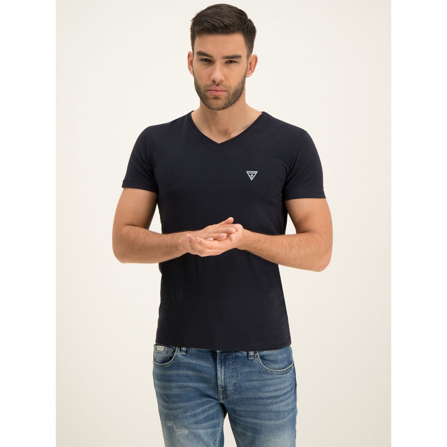 Pánske tričko GUESS 2-Pack V Neck Black - GUESS - 1