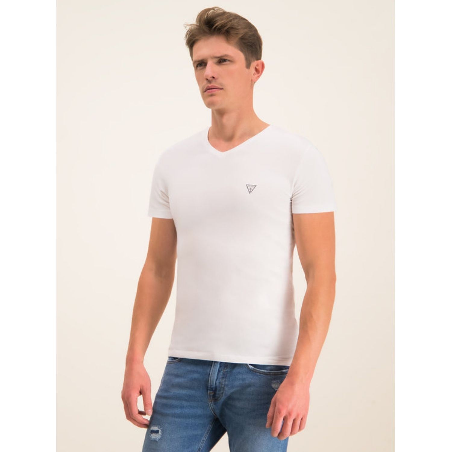 Pánske tričko GUESS 2-Pack V Neck White - GUESS - 1
