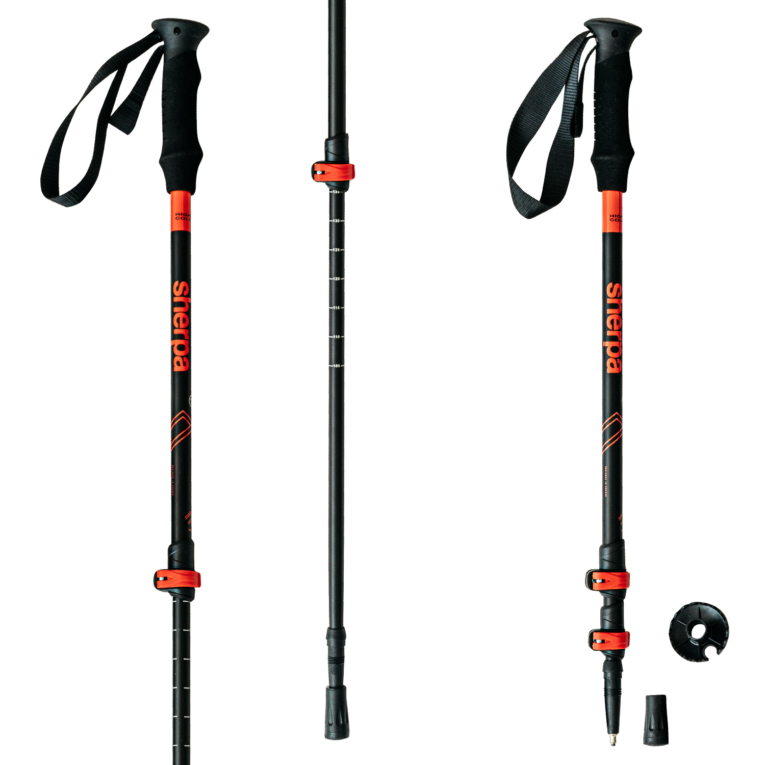 Trekingové palice HIGH COLORADO Sherpa Black/Red 105 - 135 cm - Trekingové palice - 1