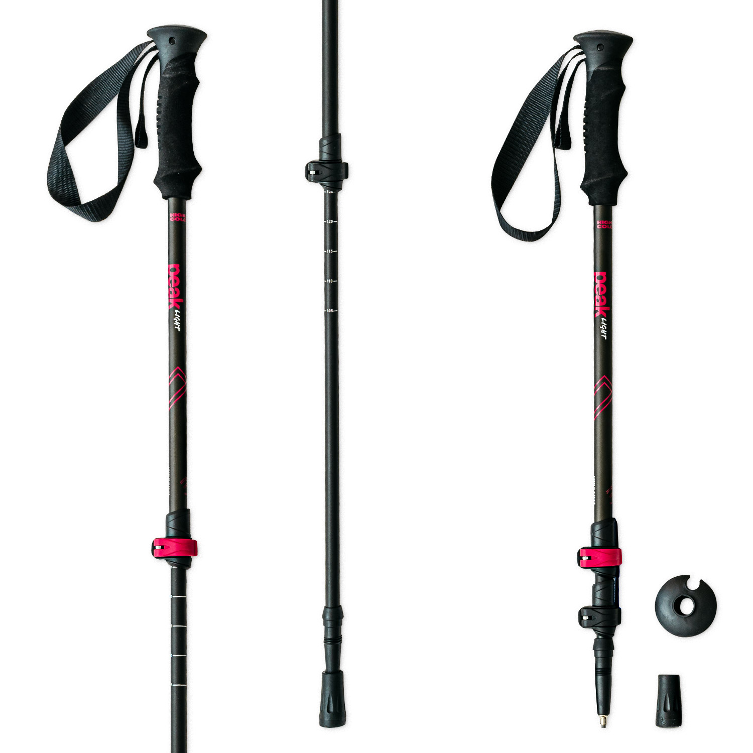 Trekingové palice HIGH COLORADO Peak Light Black/Pink 105 - 135 cm - Trekingové palice - 1