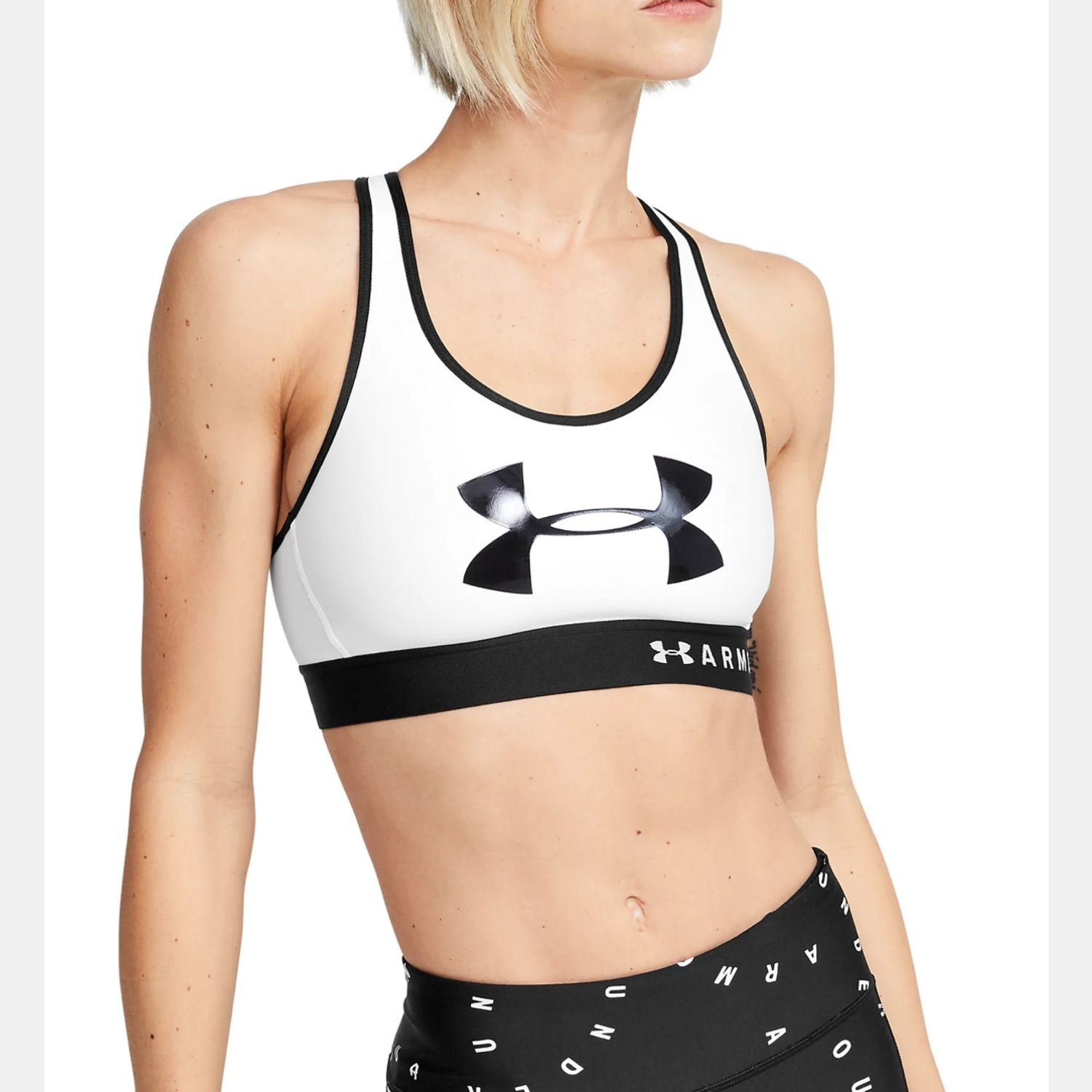 Kompresná podprsenka UNDER ARMOUR Armour Mid Keyhole Graphic White - Športové podprsenky - 1