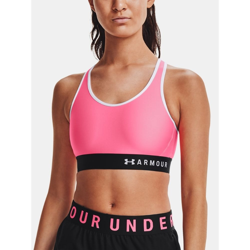 Kompresná podprsenka UNDER ARMOUR Armour Mid Keyhole Bra Pink - Športové podprsenky - 1
