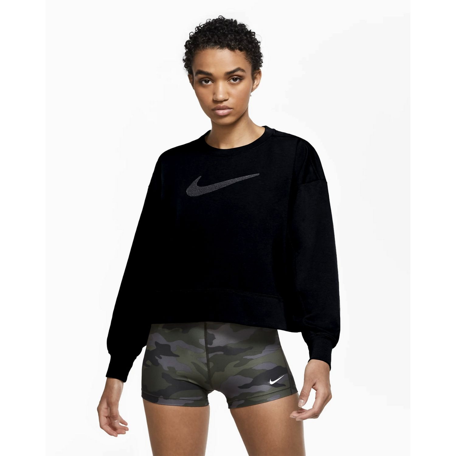 Mikina NIKE Sweatshirt  DRY GET FIT DREW Black - Mikiny bez kapucne - 1