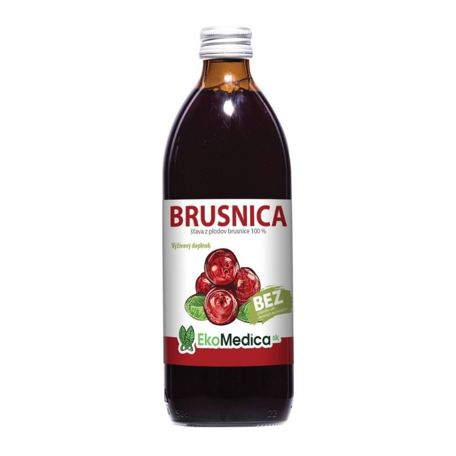 EkoMedica Brusnica 100% šťava 500 ml - Prírodné liečivé šťavy - 1