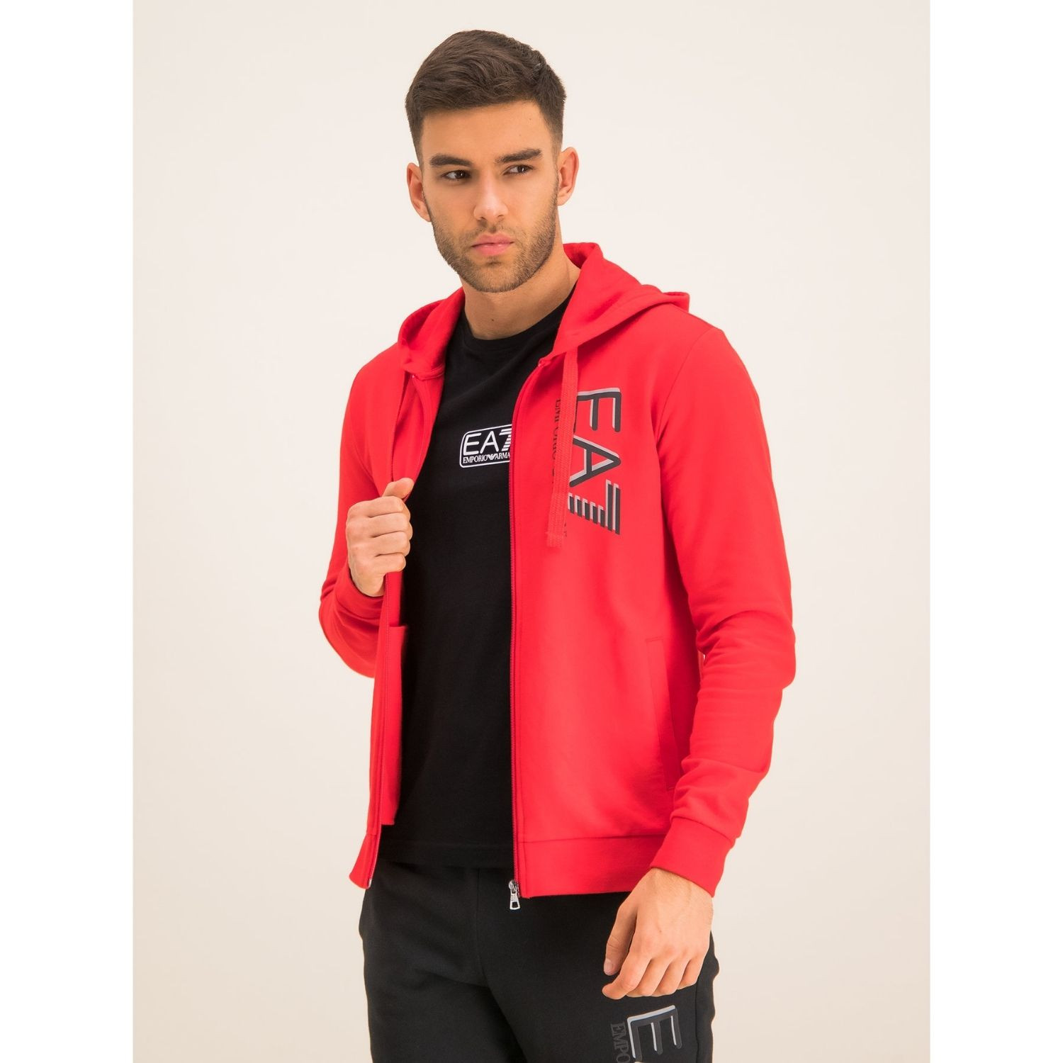 Mikina EA7 EMPORIO ARMANI Red - Mikiny s kapucňou - 2