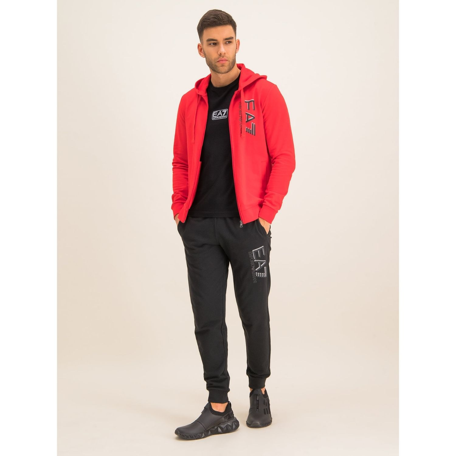 Mikina EA7 EMPORIO ARMANI Red - Mikiny s kapucňou - 4
