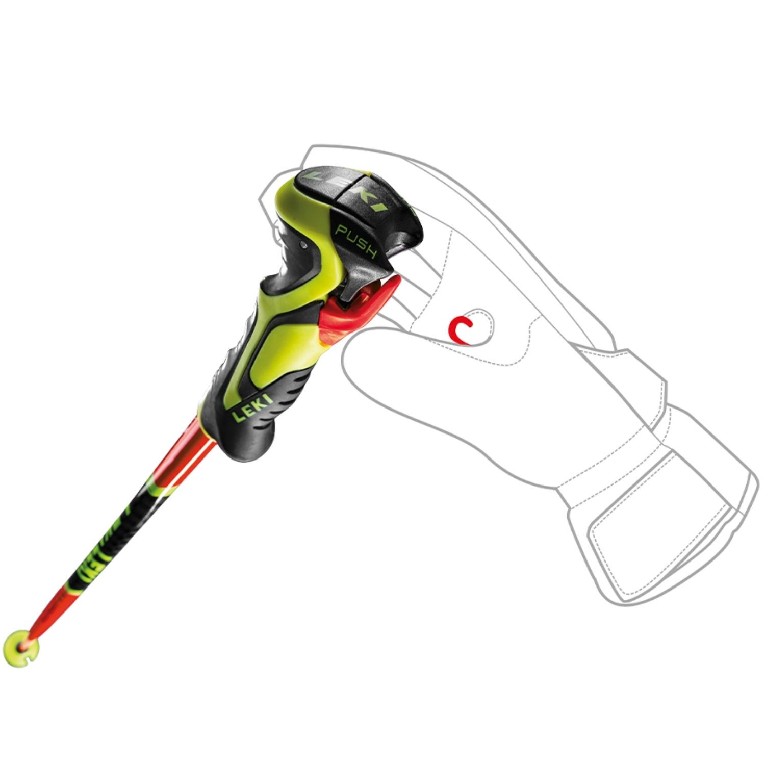 Lyžiarske palice LEKI WCR Lite SL 3D Junior Red/Yellow - Detské palice - 3