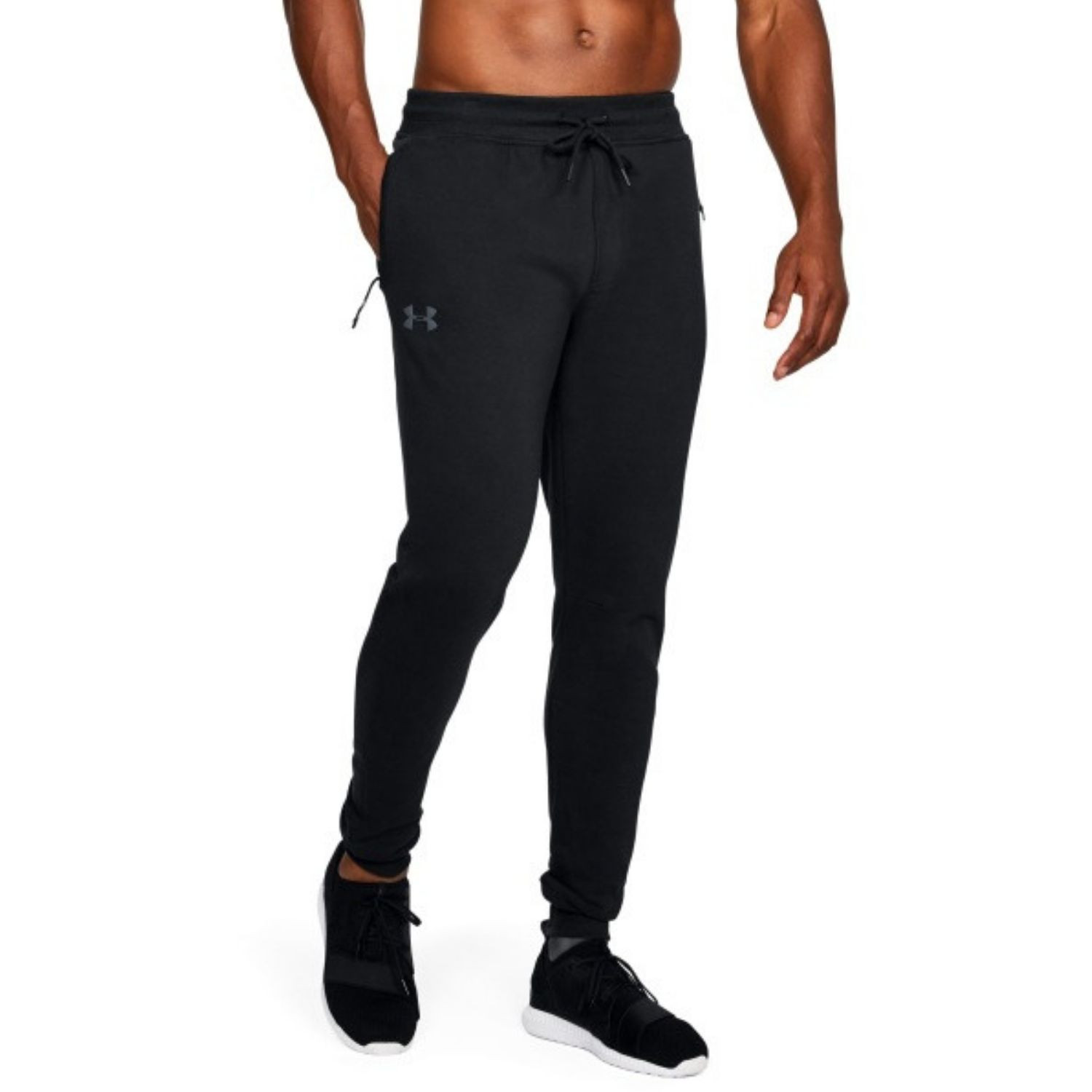 Tepláky UNDER ARMOUR Threadborne Fleece Stacked Jogger čierne - Tepláky - 1