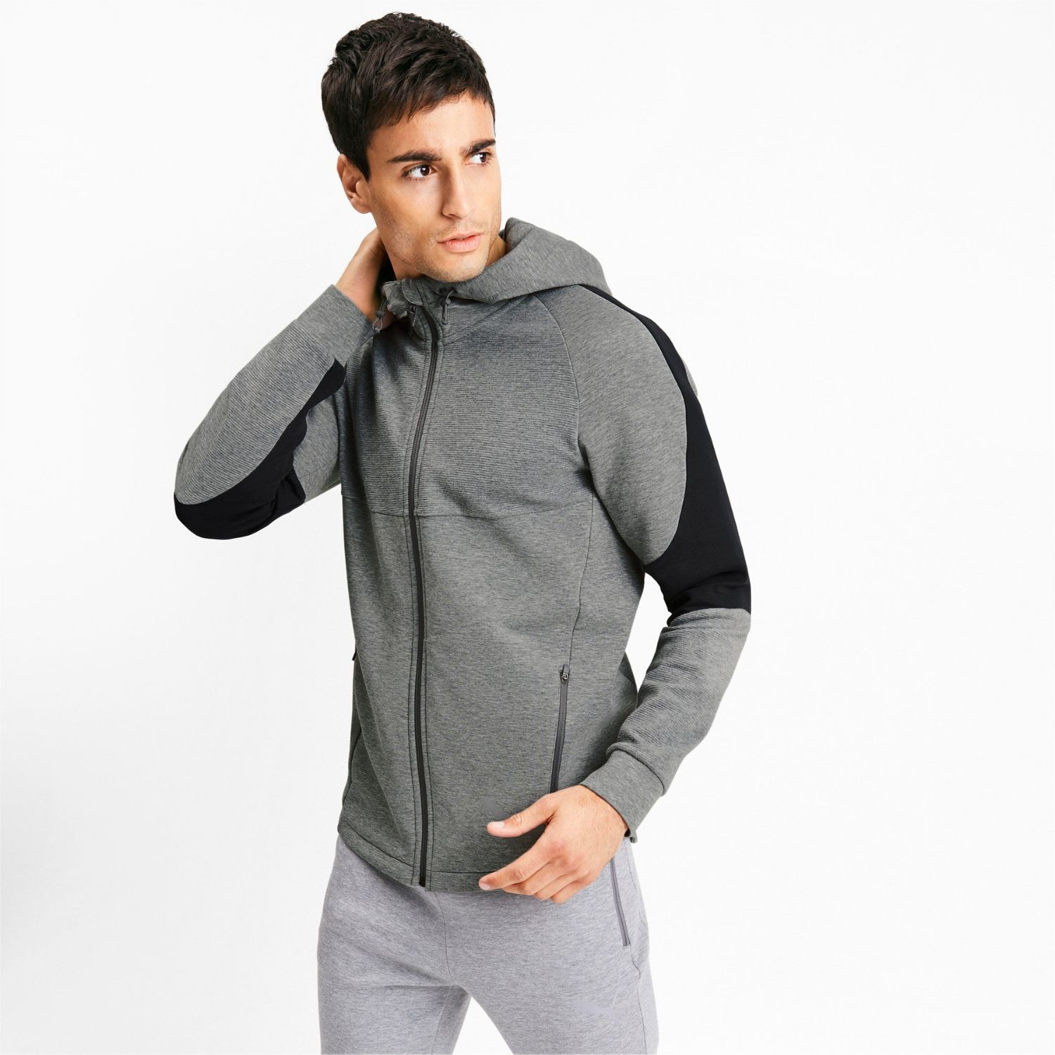 Pánska mikina PUMA Evostripe FZ Hoody Gray - Mikiny s kapucňou - 1