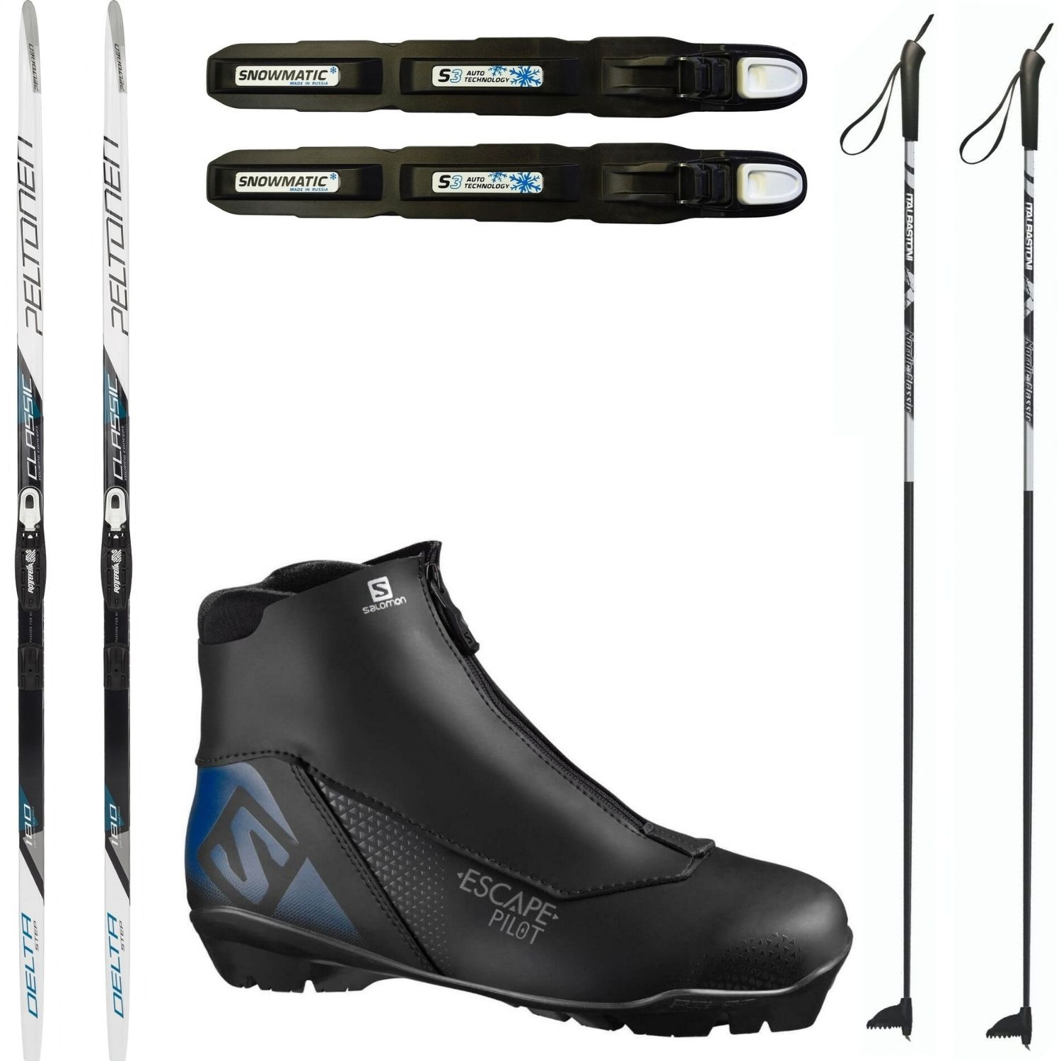 Bežkový set PELTONEN Delta s viazaním + obuv Escape + palice - Pánske sety - 1