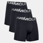 Boxerky UNDER ARMOUR Charged Cotton 6 in 3-Pack Black