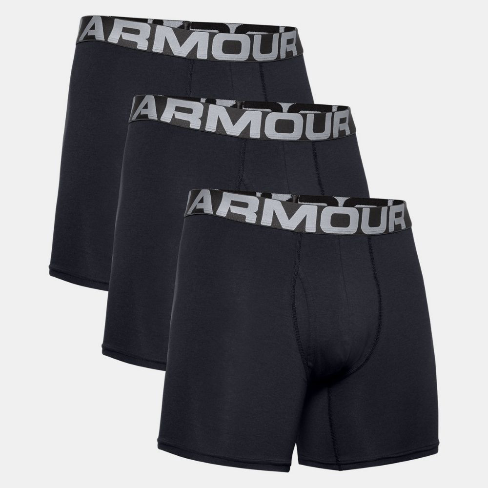 Boxerky UNDER ARMOUR Charged Cotton 6 in 3-Pack Black - Spodná bielizeň - 1