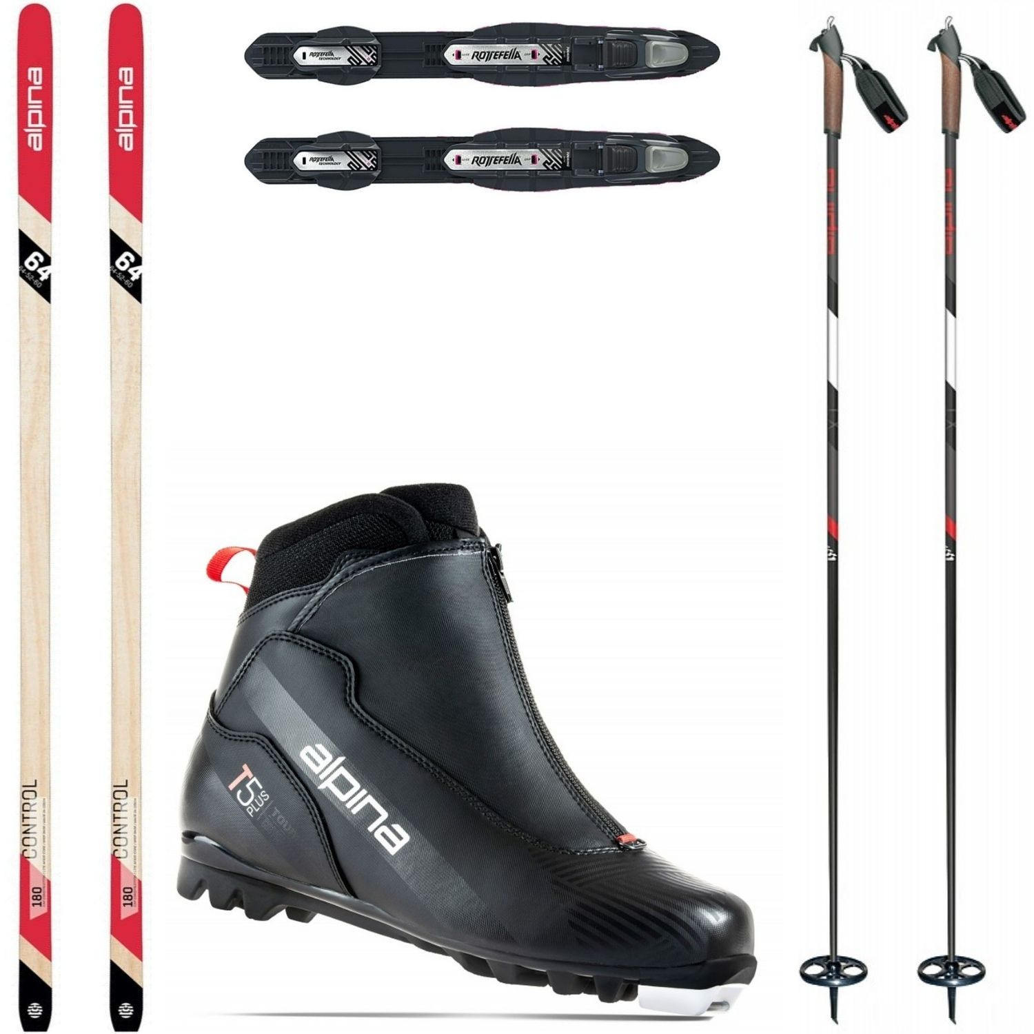 Bežkový set ALPINA Control 64 Edge s viazaním + obuv Alpina T5 Plus + palice - Pánske sety - 1